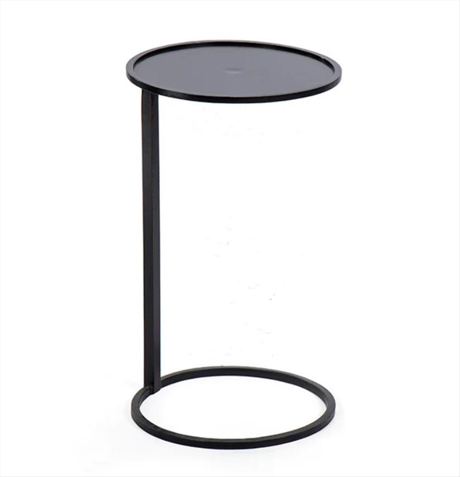 שולחן צד עגול בעיצוב מינימליסטי בצבע שחור