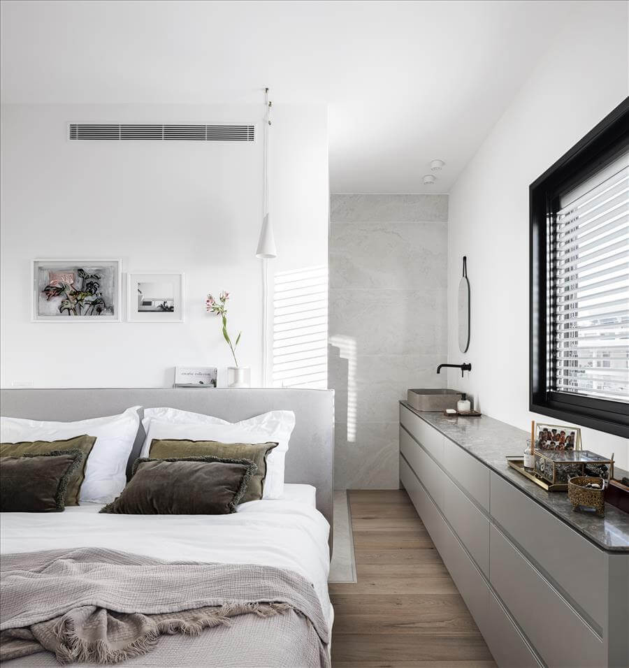 חדר שינה מודרני ומעוצב עם נגרות אישית