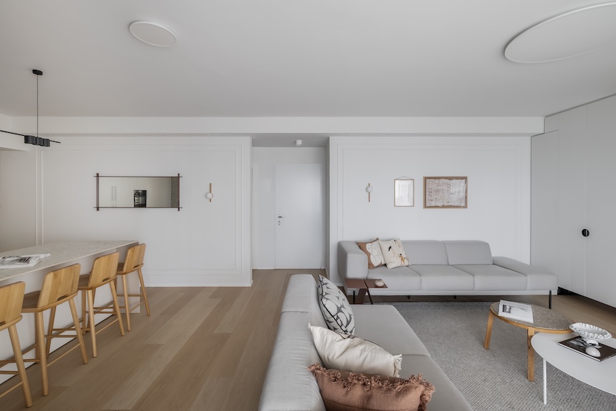 הסלון והמטבח תוכננו יחד כיחידה